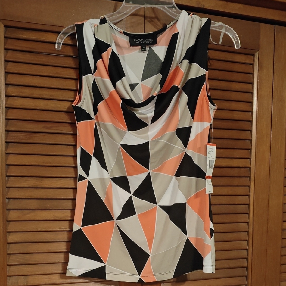 NWT Black Label Women's Top with Geometric Pattern
